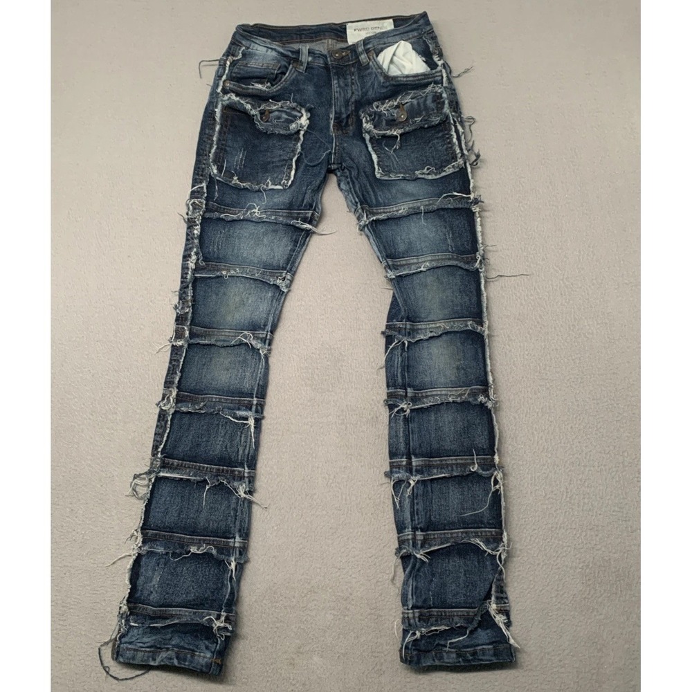 FWRD Acid Wash Distressed Cargo Skinny Jeans Thrashed Grunge Women's 29x28 (12)